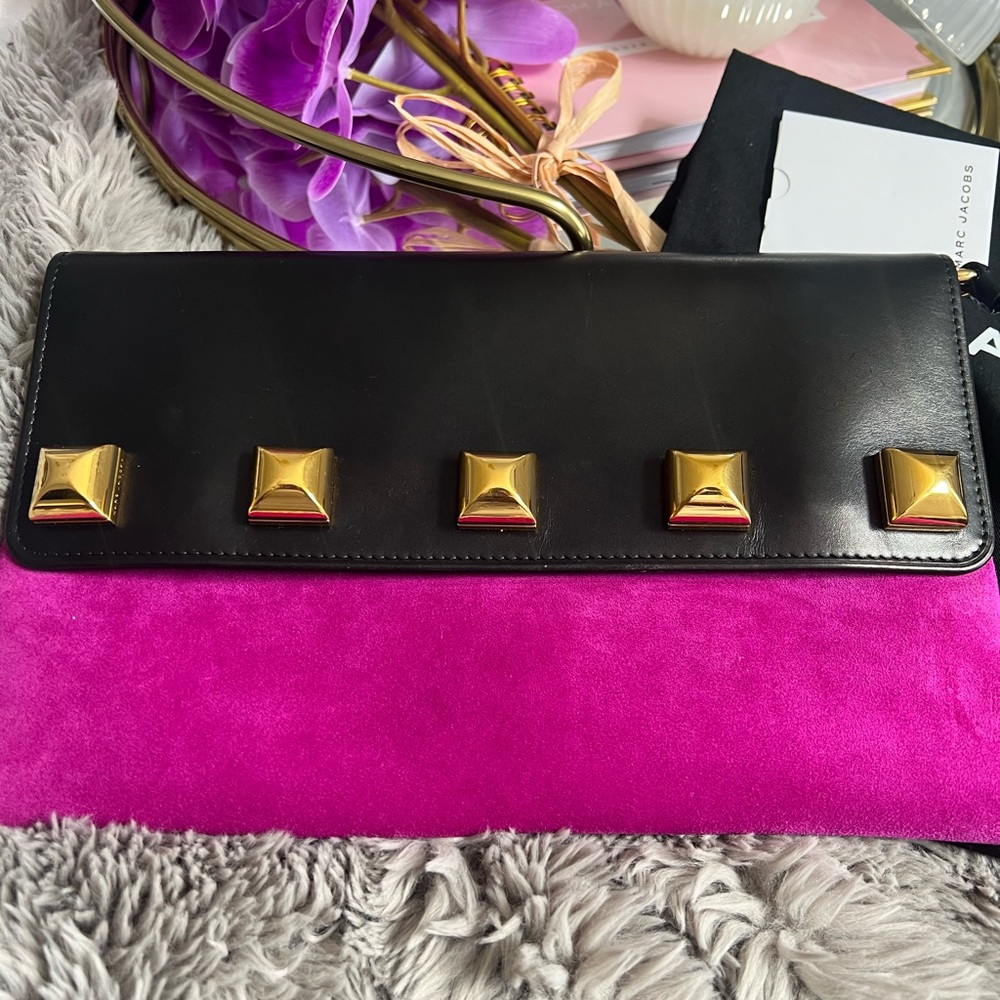 MARC JACOBS Studded Suede & Leather Clutch - Picture 6 of 6
